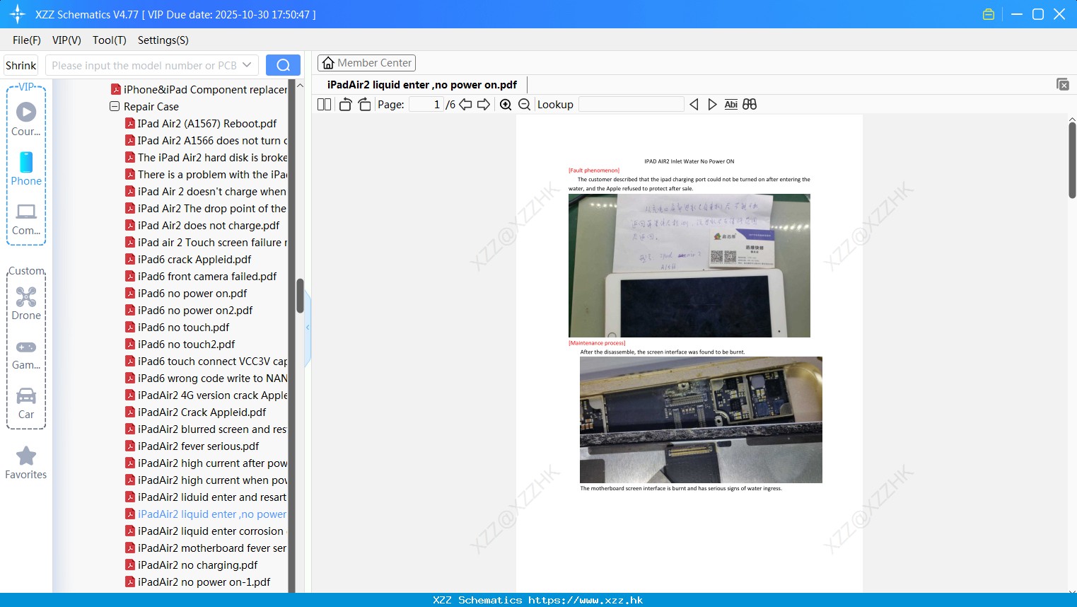IPadAir2 Liquid Enter ,no Power On